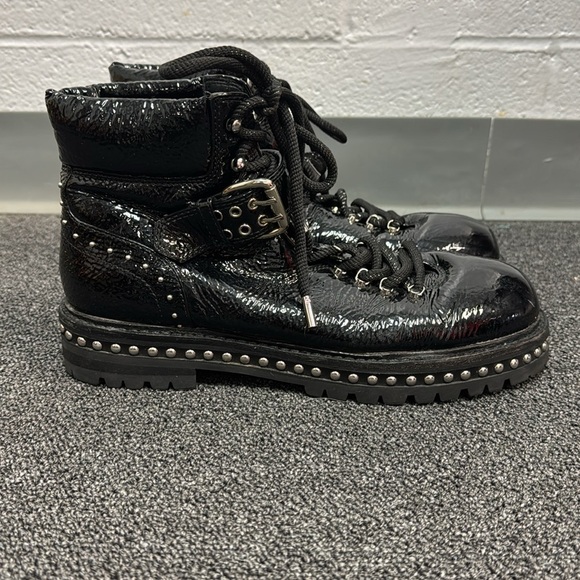 Lola Black Combat Boots with Studs and Thick Sole Retail $365 - Picture 3 of 9